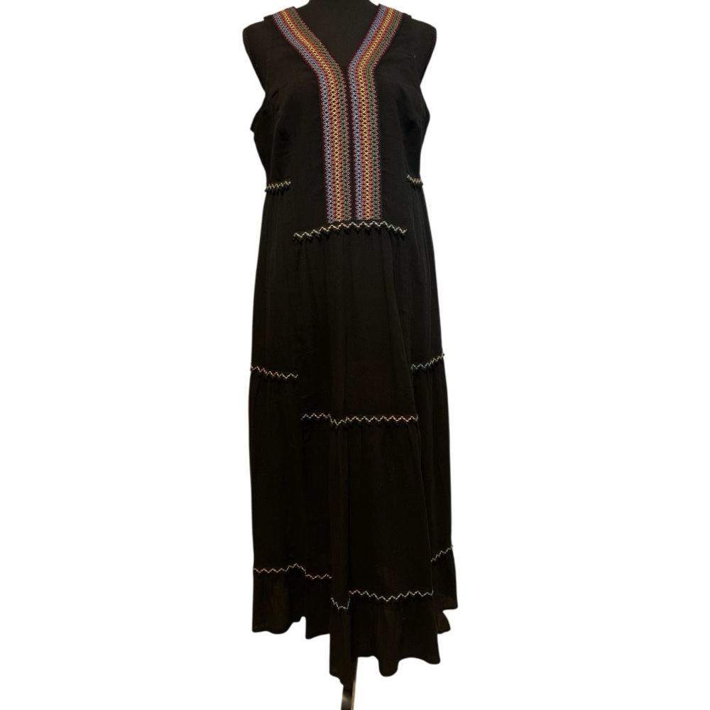 Secret Language Boho Black Maxi Dress PTP 19” Length 50”